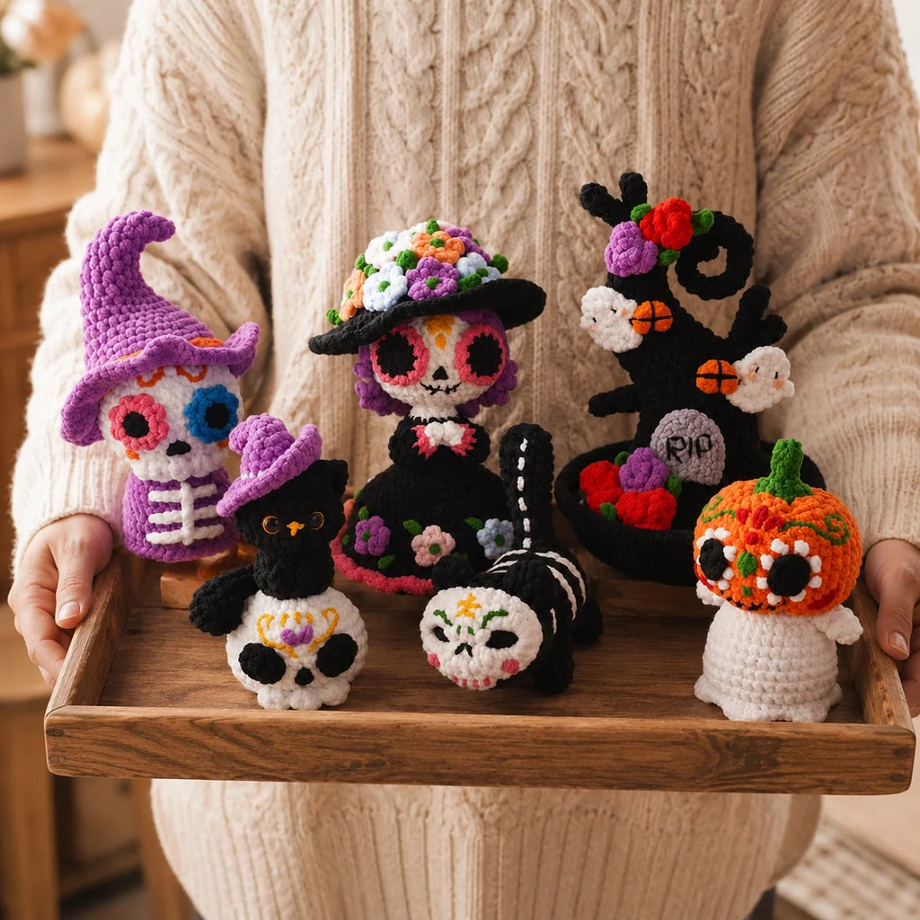 Spooky Halloween Amigurumi Crochet Pattern Set - Easy PDF, 5-6"