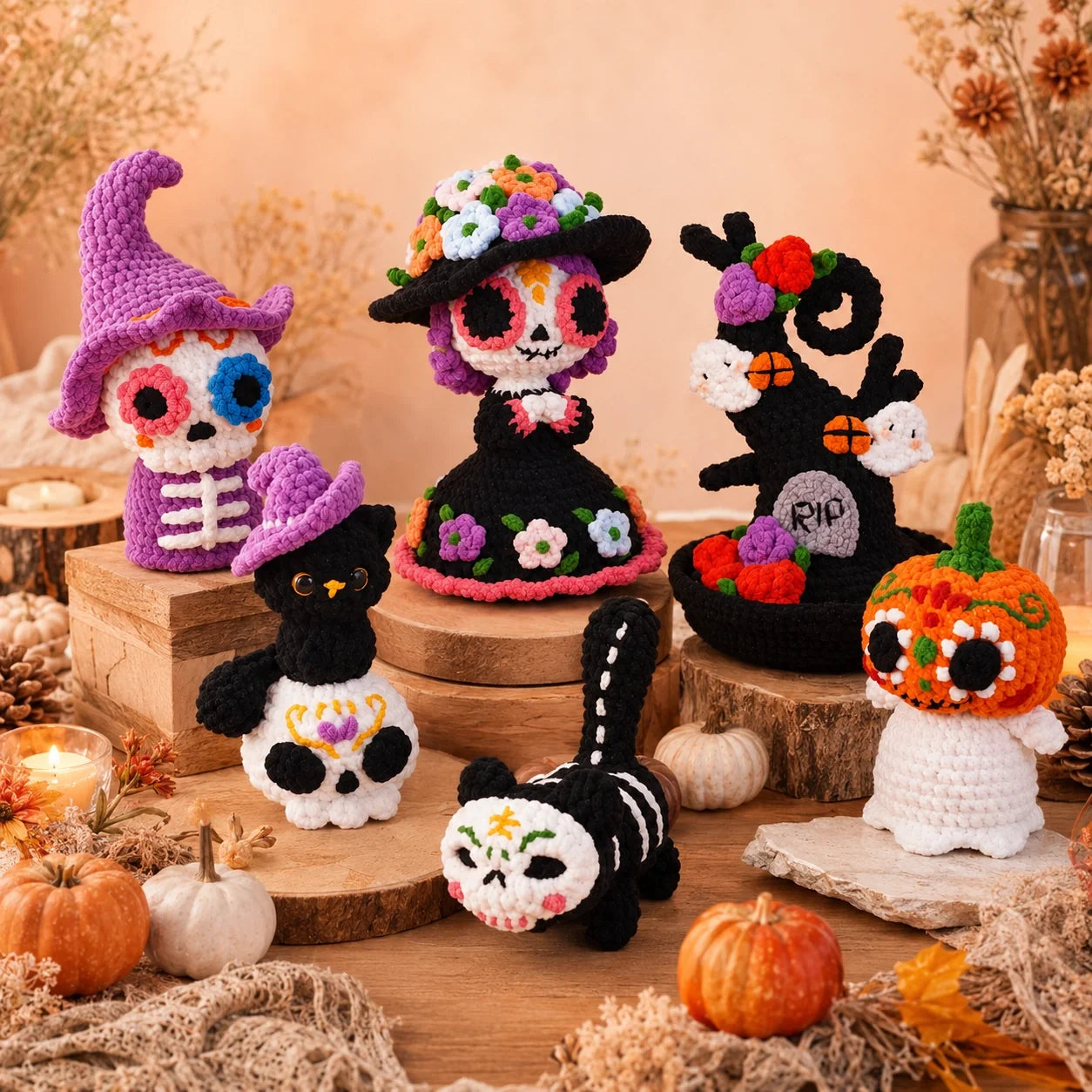 Spooky Halloween Amigurumi Crochet Pattern Set - Easy PDF, 5-6"