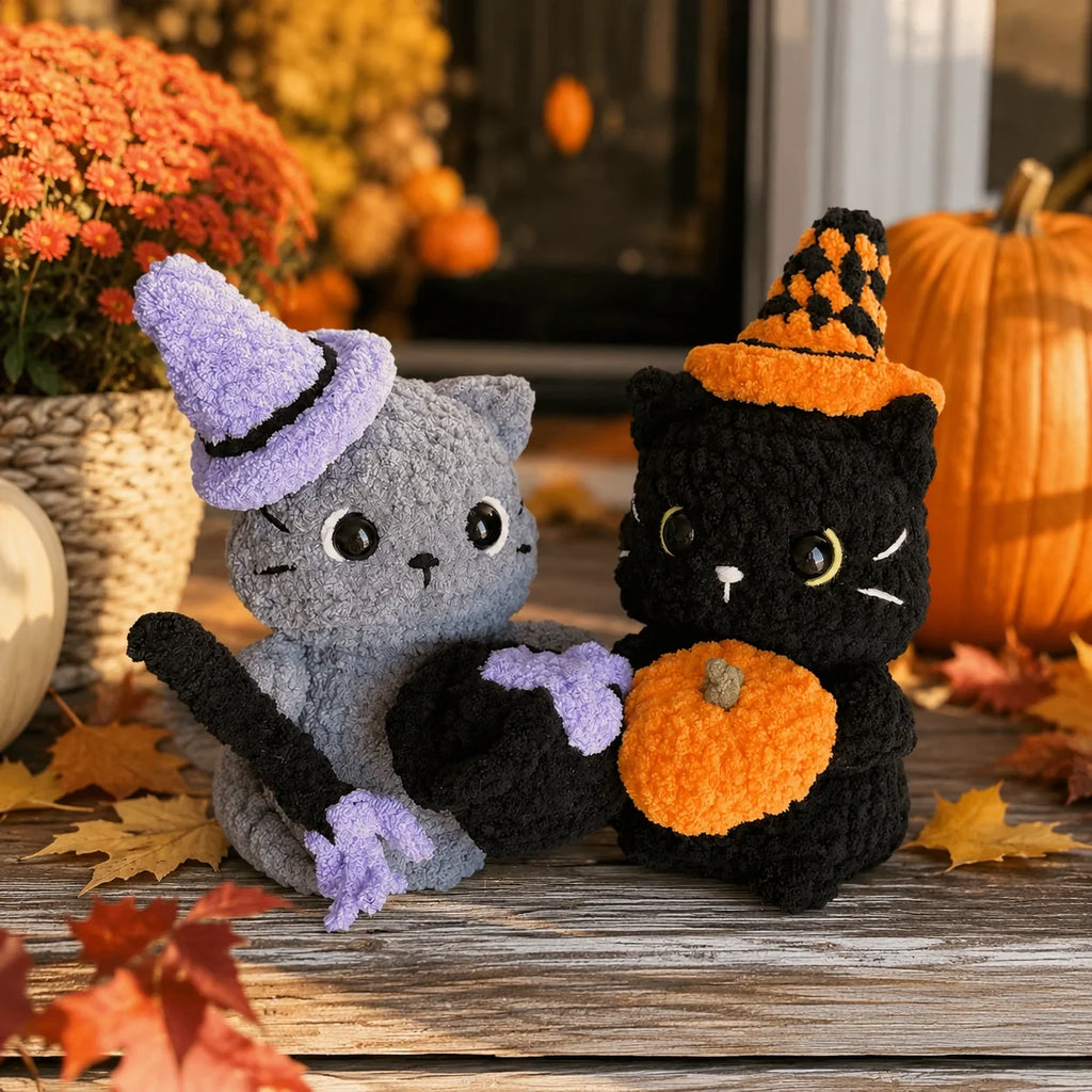 Halloween Cats Amigurumi Crochet Pattern - Beginner PDF, 7"