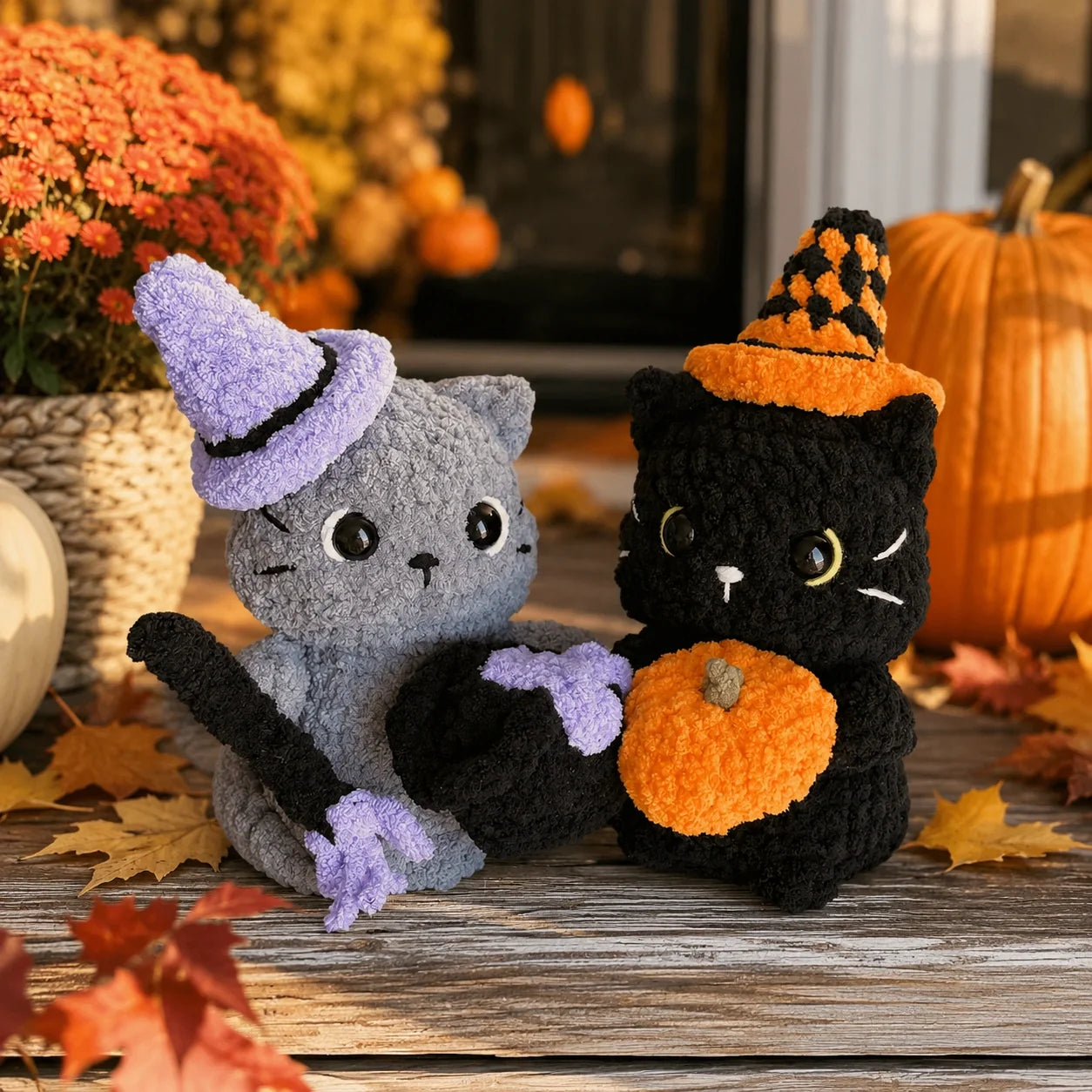 Halloween Cats Amigurumi Crochet Pattern - Beginner PDF, 7"