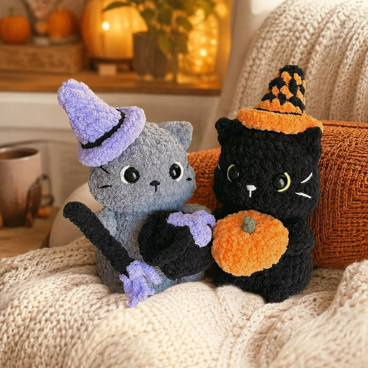 Halloween Cats Amigurumi Crochet Pattern - Beginner PDF, 7"