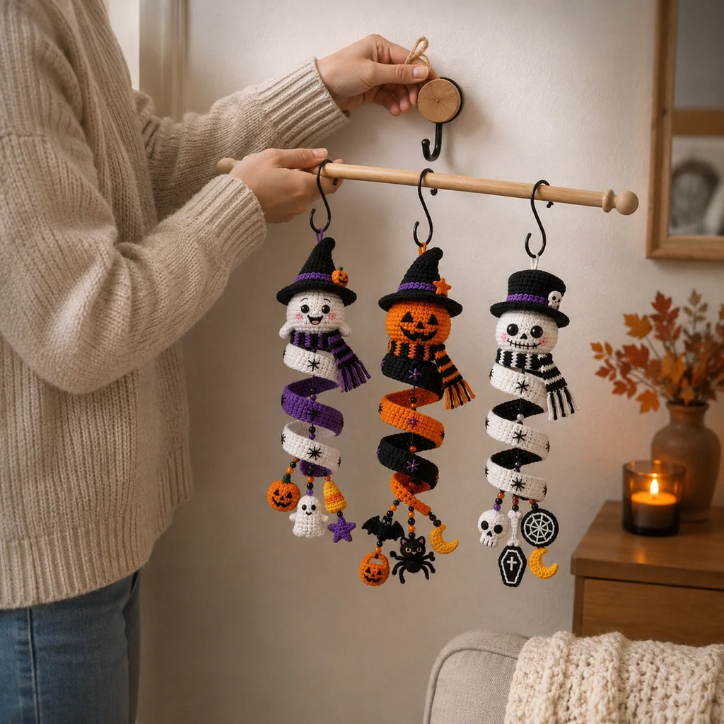 Halloween Crochet Spiral Decorations Trio Pattern 🎃👻