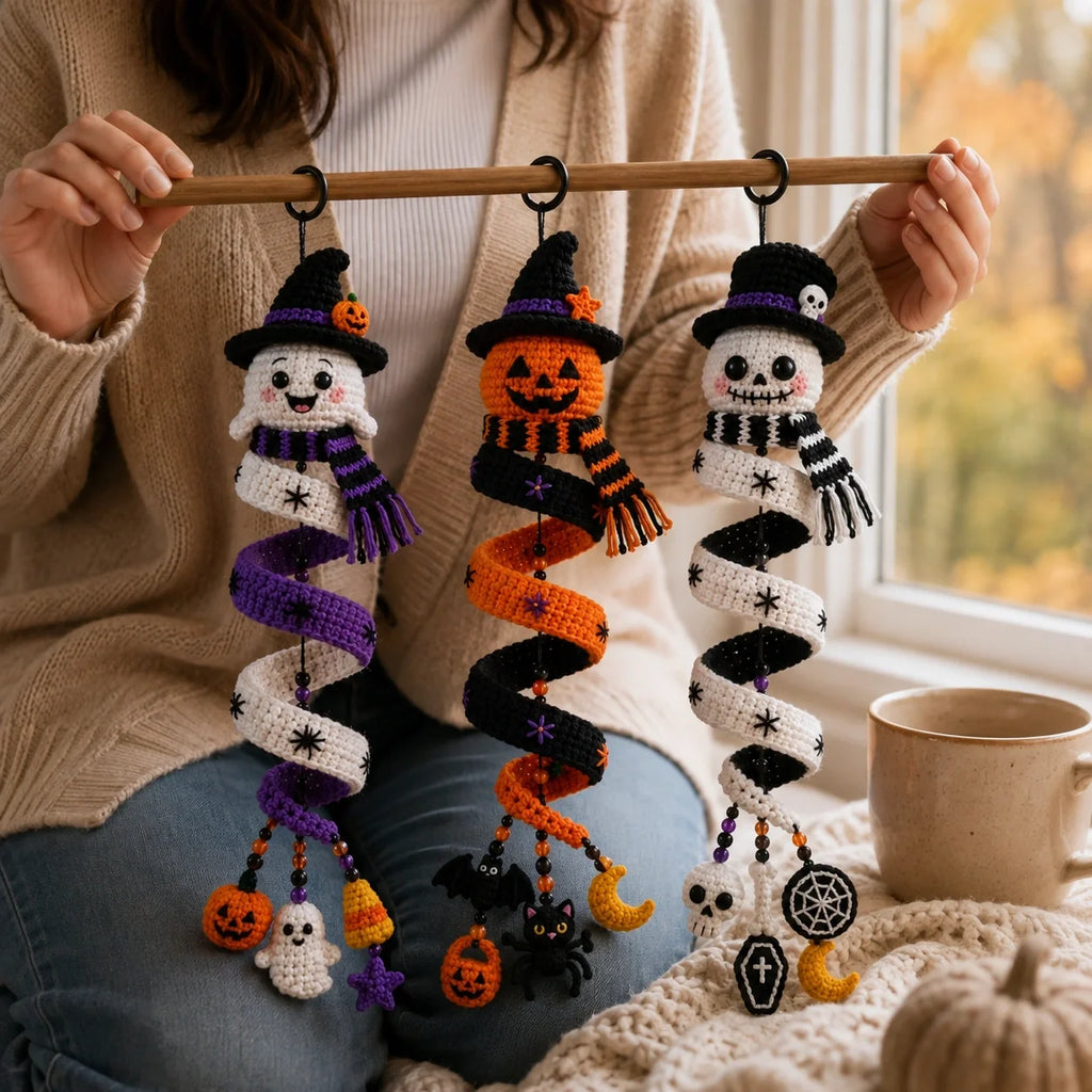 Halloween Crochet Spiral Decorations Trio Pattern 🎃👻