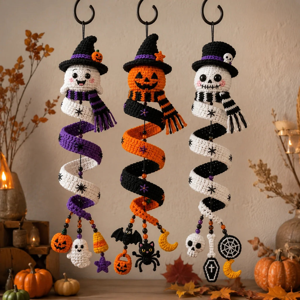Halloween Crochet Spiral Decorations Trio Pattern 🎃👻
