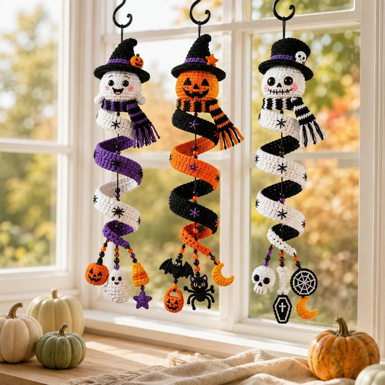 Halloween Crochet Spiral Decorations Trio Pattern 🎃👻