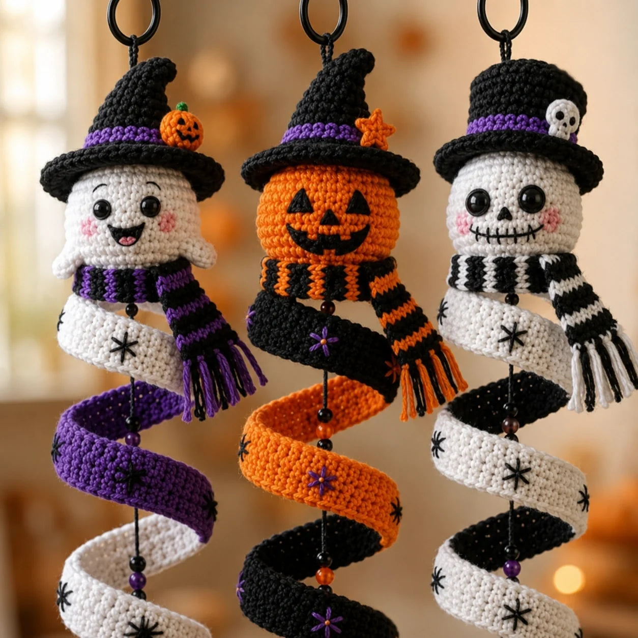 Halloween Crochet Spiral Decorations Trio Pattern 🎃👻