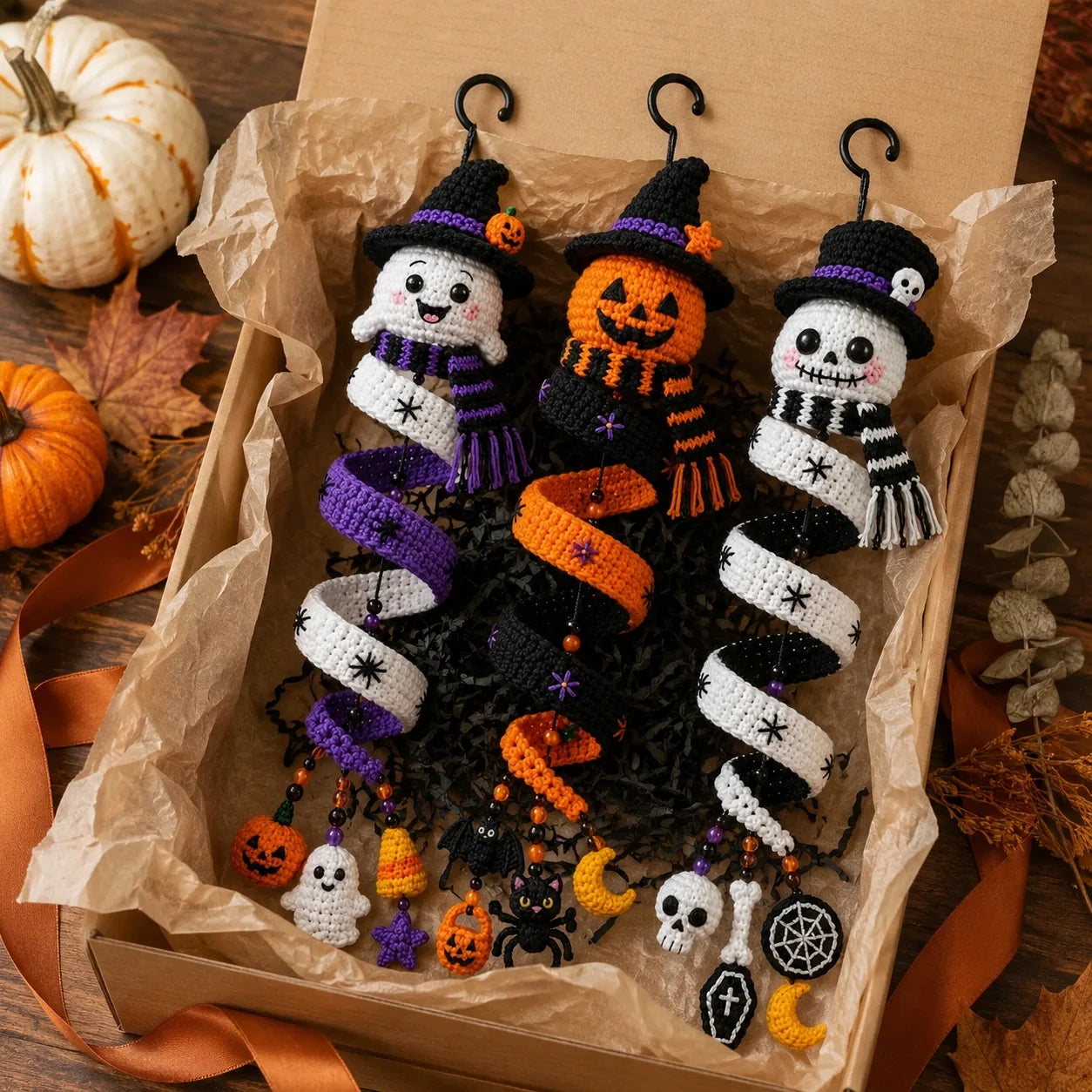 Halloween Crochet Spiral Decorations Trio Pattern 🎃👻