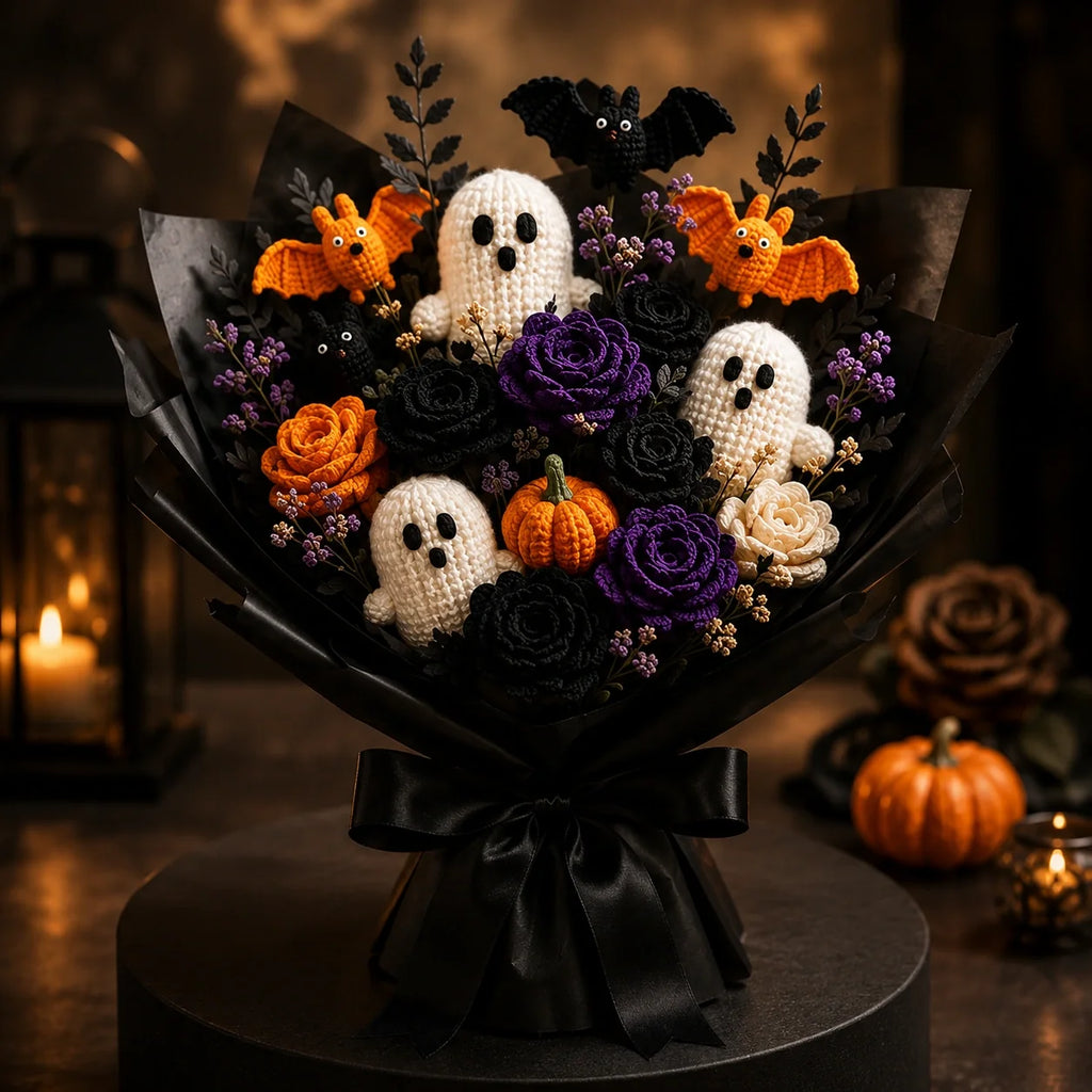 Halloween Crochet Bouquet Pattern 🎃👻 - Ghost, Bat, Pumpkin