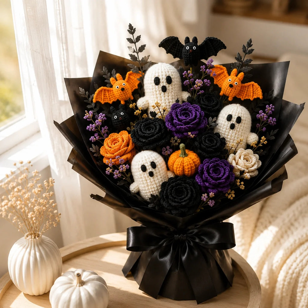 Halloween Crochet Bouquet Pattern 🎃👻 - Ghost, Bat, Pumpkin