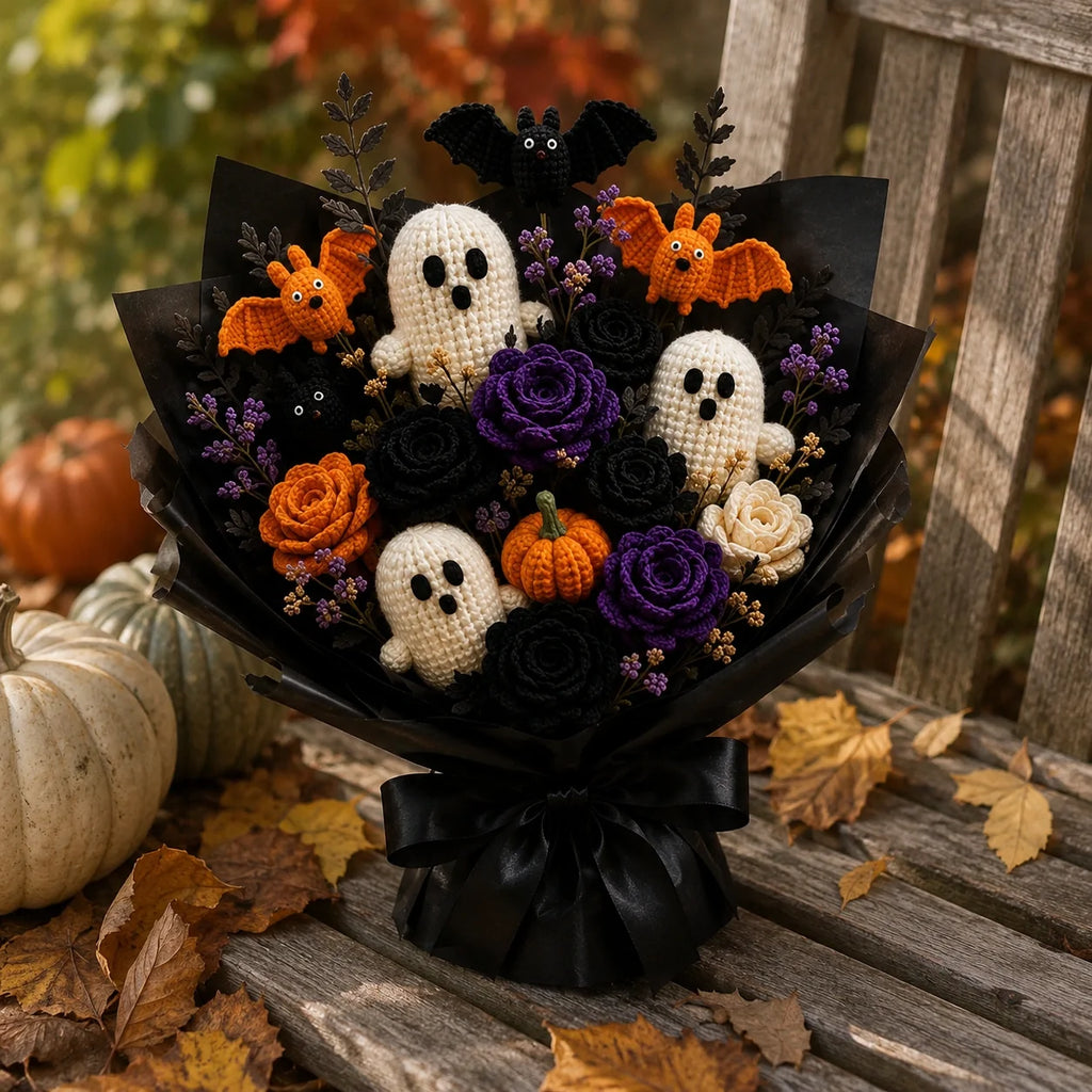 Halloween Crochet Bouquet Pattern 🎃👻 - Ghost, Bat, Pumpkin