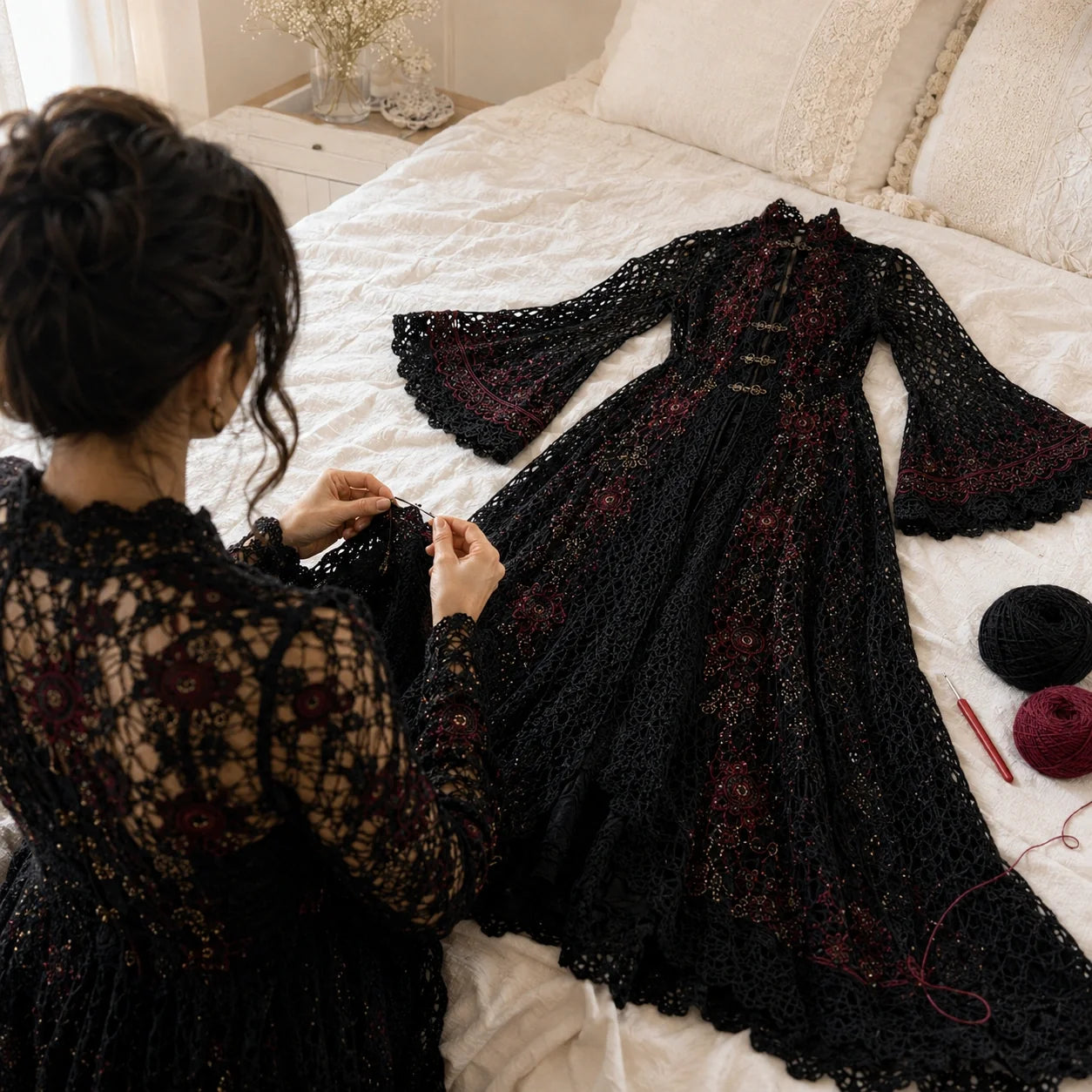 Gothic Crochet Dress Pattern  - 3 Victorian Dresses PDF, Adult Sizes