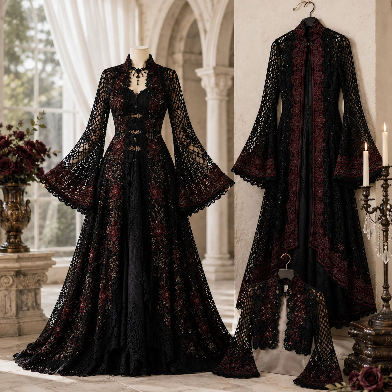 Gothic Crochet Dress Pattern  - 3 Victorian Dresses PDF, Adult Sizes