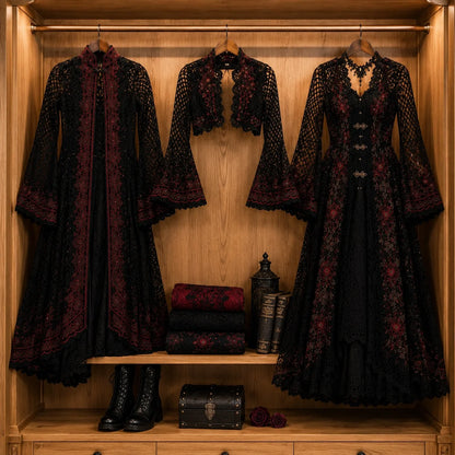 Gothic Crochet Dress Pattern  - 3 Victorian Dresses PDF, Adult Sizes