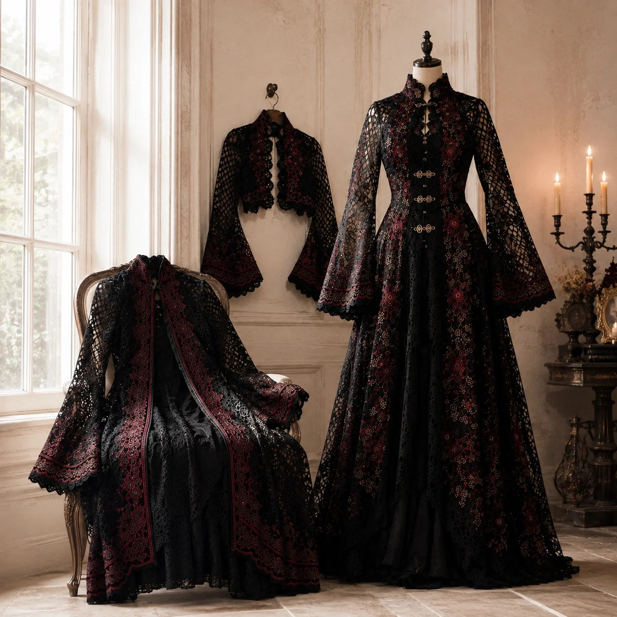 Gothic Crochet Dress Pattern  - 3 Victorian Dresses PDF, Adult Sizes