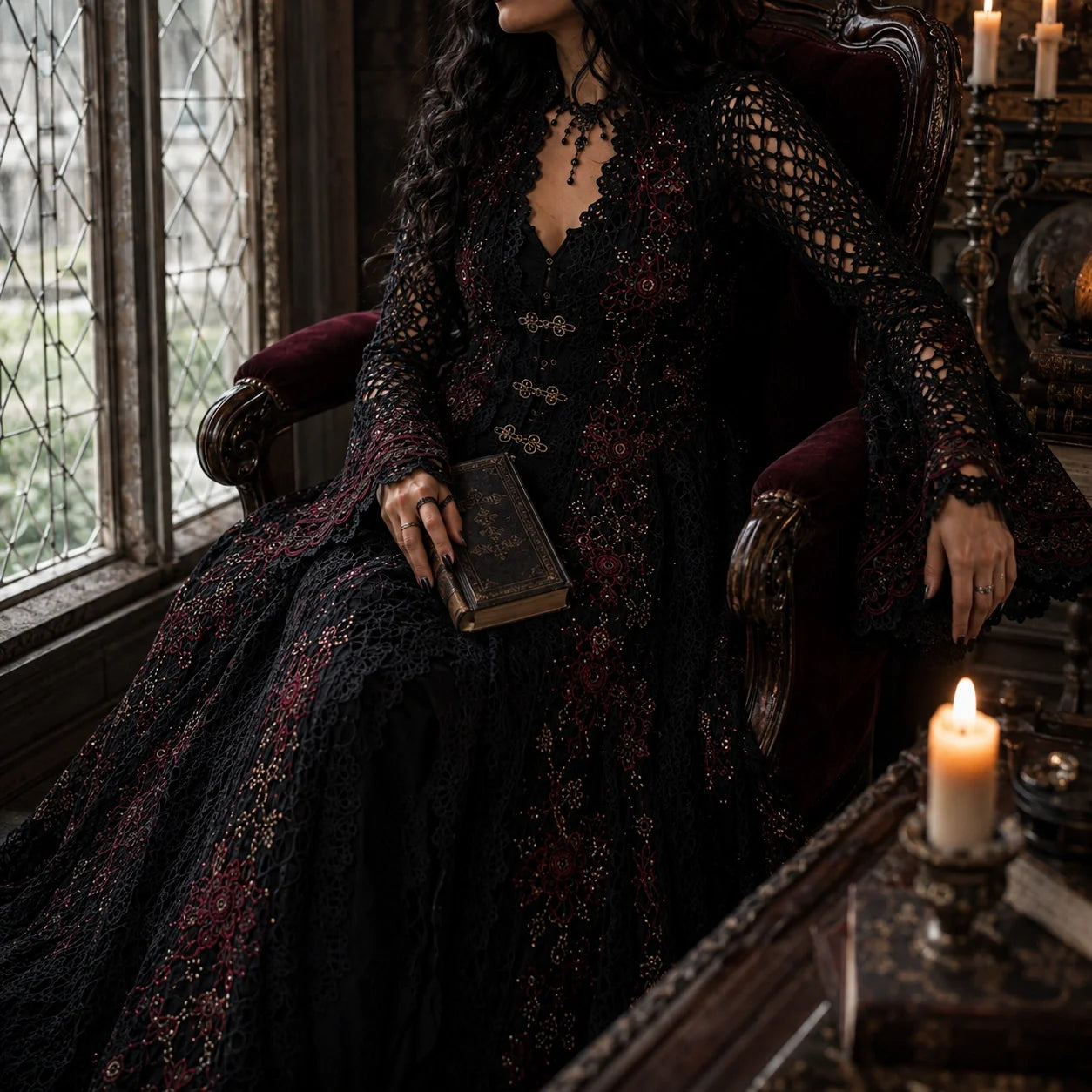 Gothic Crochet Dress Pattern  - 3 Victorian Dresses PDF, Adult Sizes