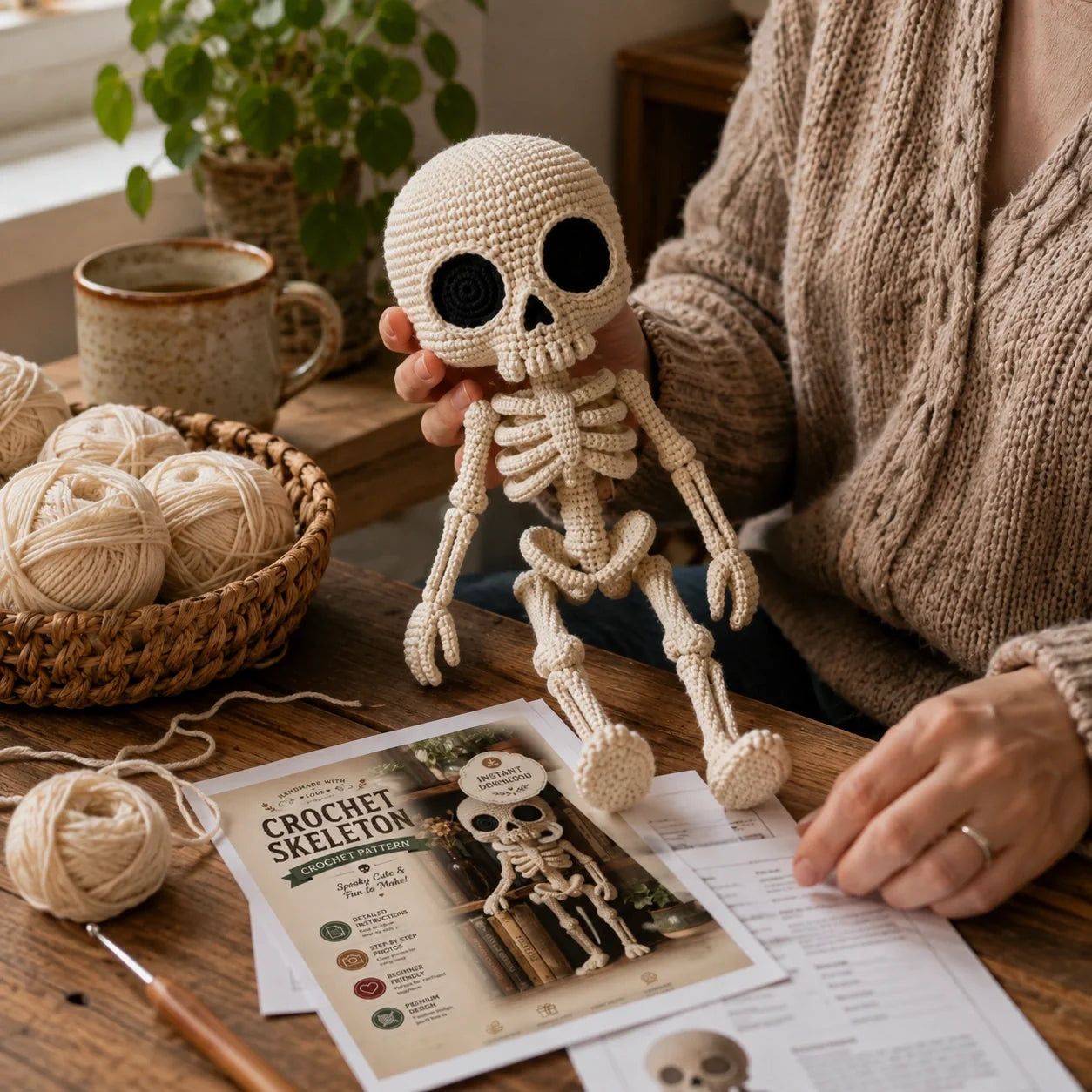 Little Skeleton Amigurumi Crochet Pattern - Halloween, 30cm