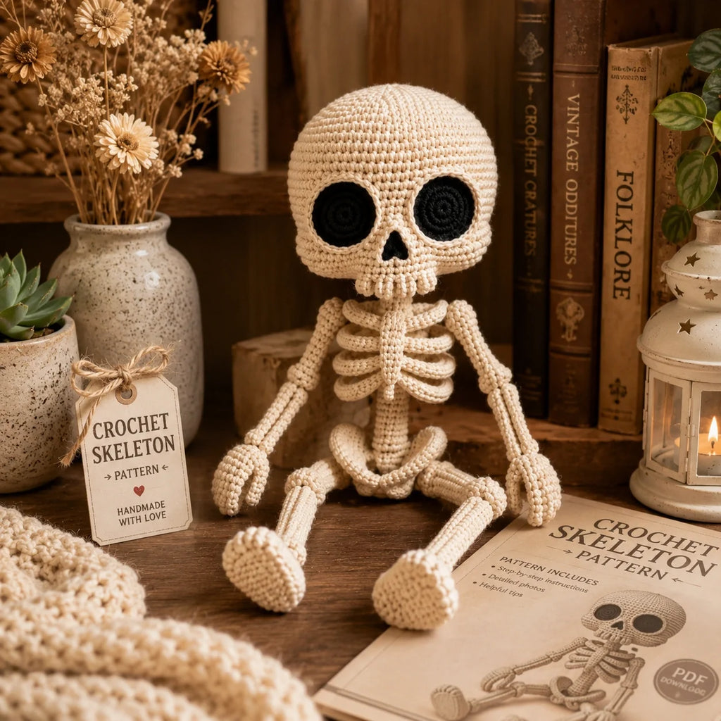 Little Skeleton Amigurumi Crochet Pattern - Halloween, 30cm