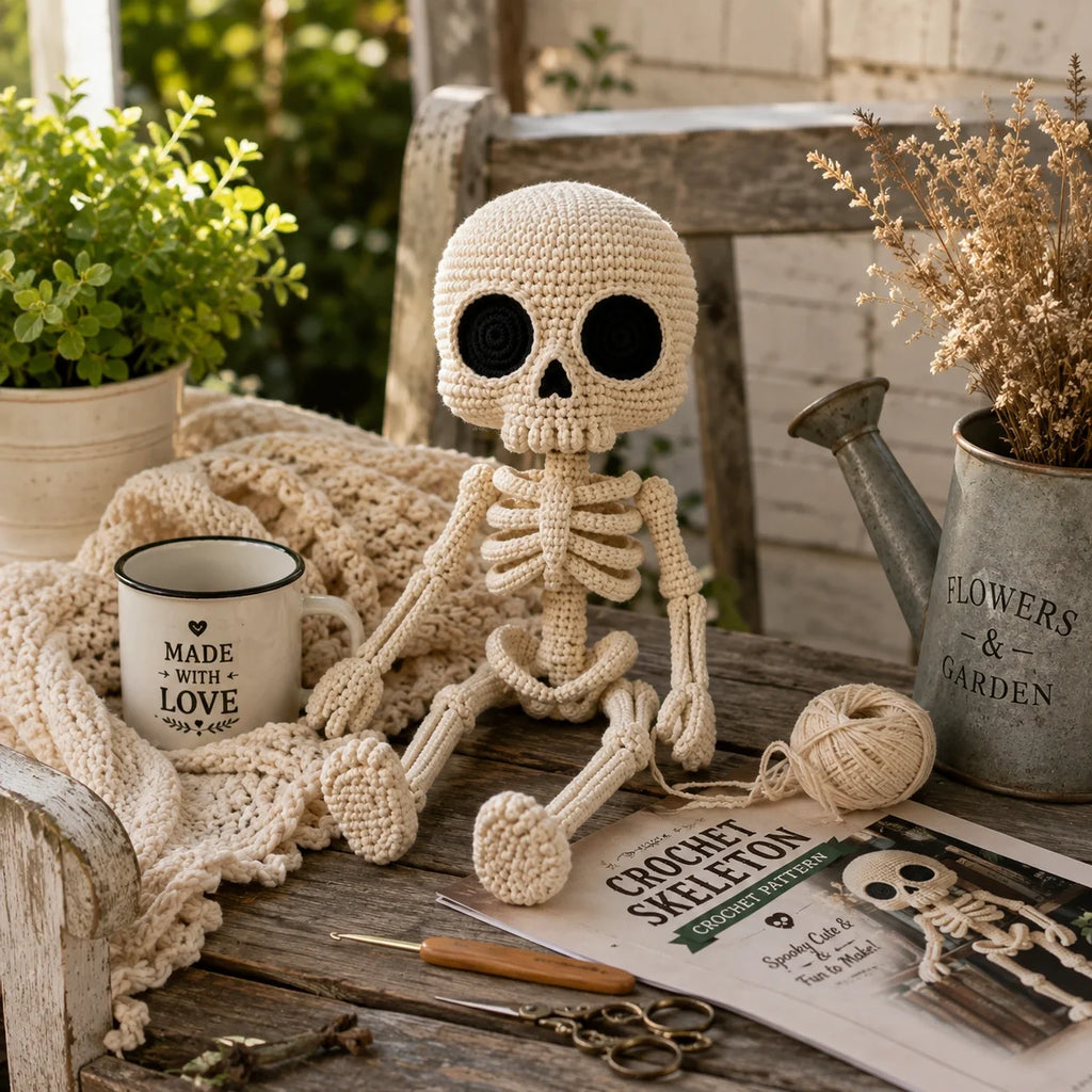 Little Skeleton Amigurumi Crochet Pattern - Halloween, 30cm