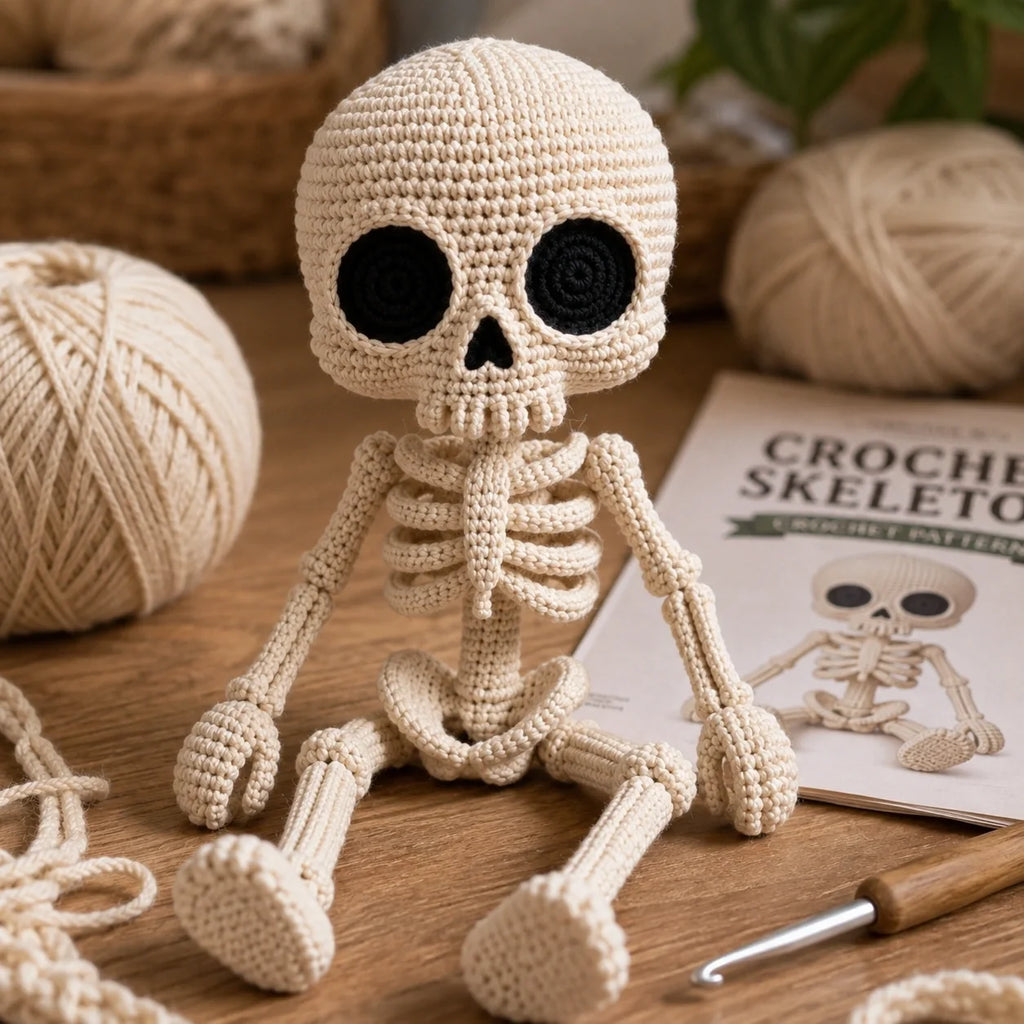 Little Skeleton Amigurumi Crochet Pattern - Halloween, 30cm