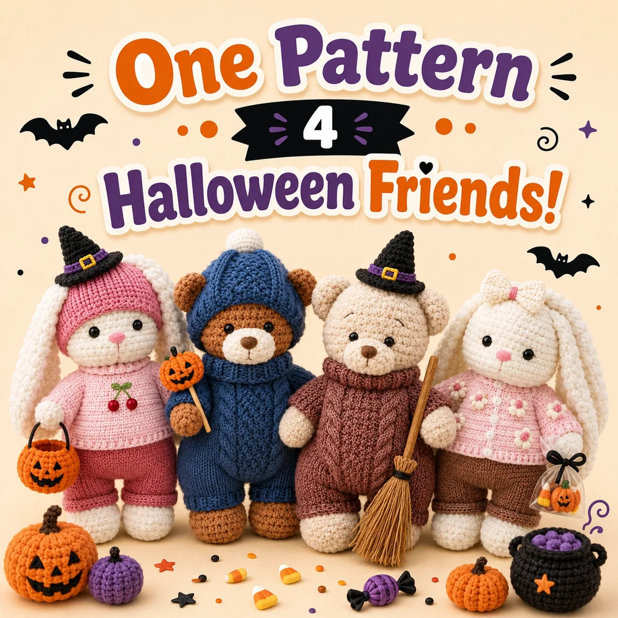 Bella Bunny Halloween Costume Crochet + Complete Outfit - Amigurumi PDF