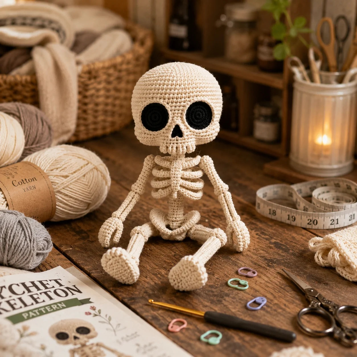 Little Skeleton Amigurumi Crochet Pattern - Halloween, 30cm