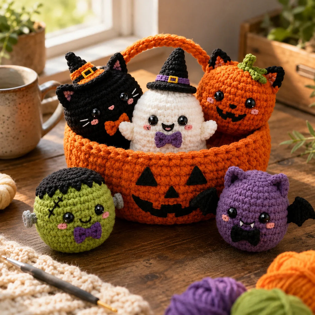 Kawaii Halloween Bao Bun Crochet Pattern Set - Amigurumi