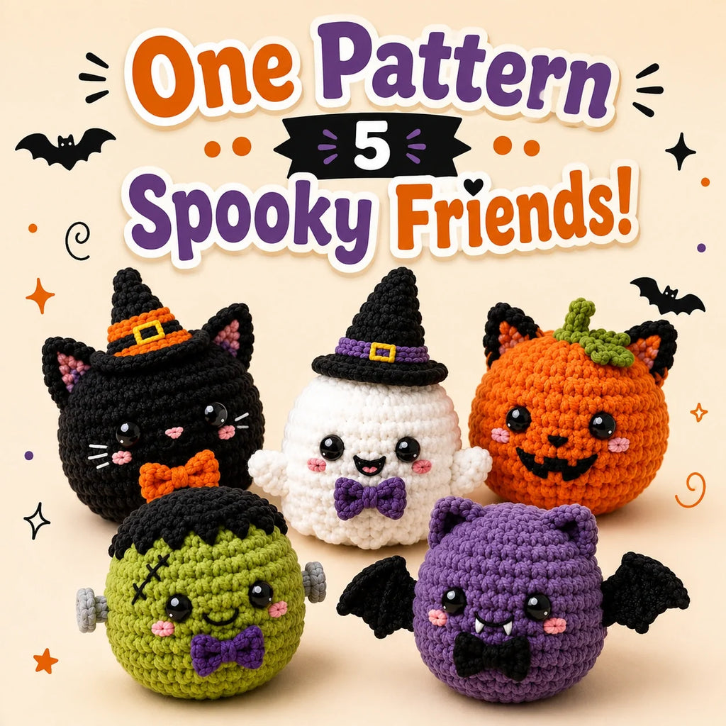 Kawaii Halloween Bao Bun Crochet Pattern Set - Amigurumi